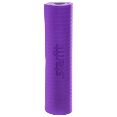 Коврик для йоги STARFIT FM-201 TPE 173x61x0,5 см, фиолетовый/серый 1/12
