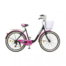 Велосипед 26' Hogger City AL 7 ск Black/Pink